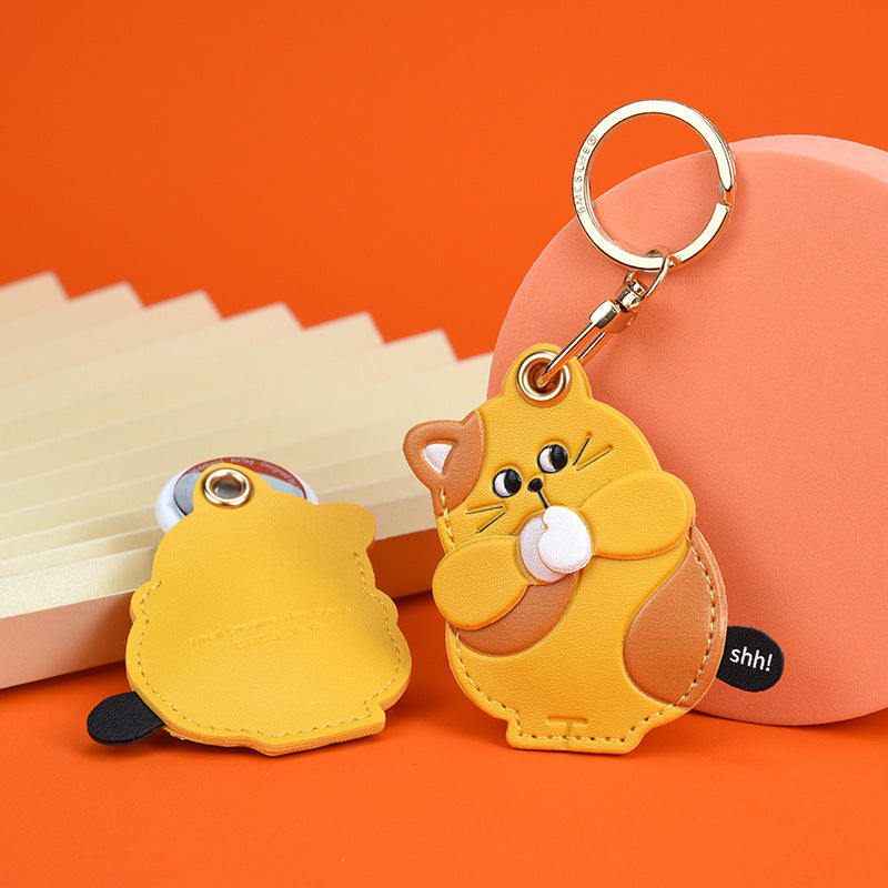 Chubby Animal Heart Keyring Bag Charm - Cat - 1