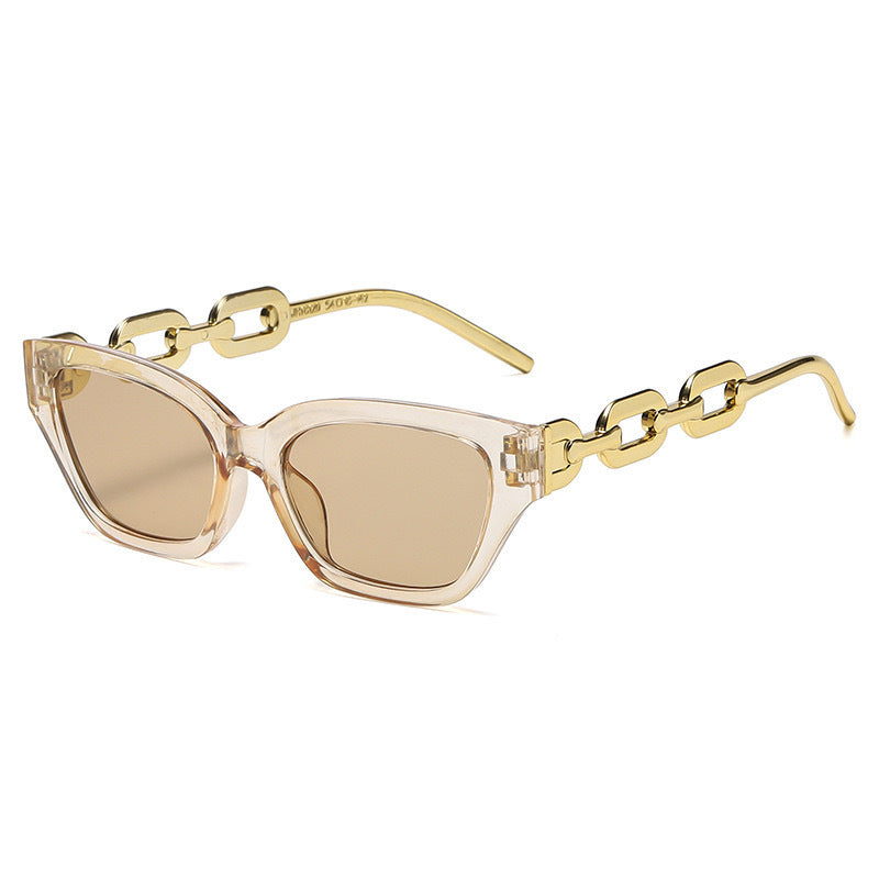 Chain Link Temple Cat Eye Sunglasses - NO02