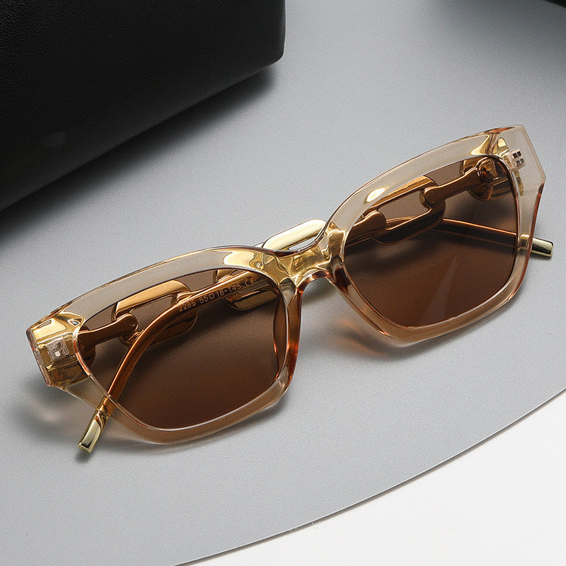 Chain Link Temple Cat Eye Sunglasses