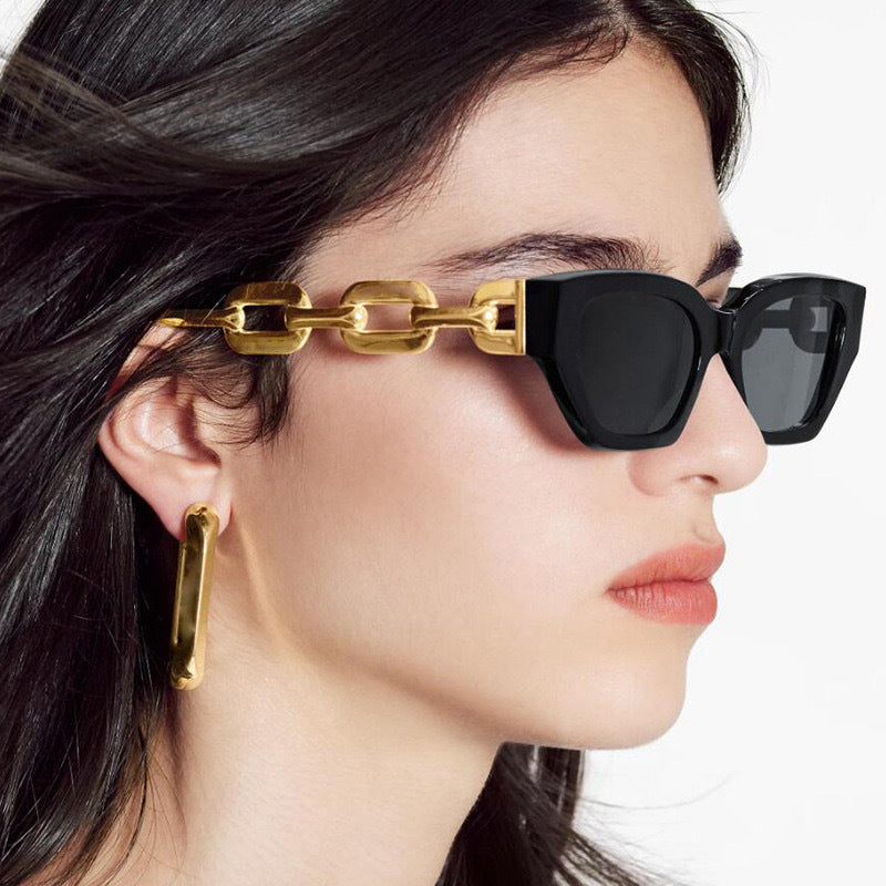 Chain Link Temple Cat Eye Sunglasses - view 1