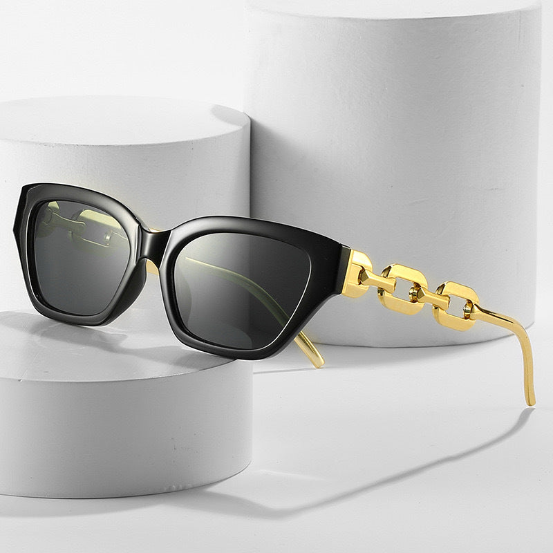 Chain Link Temple Cat Eye Sunglasses - view 3