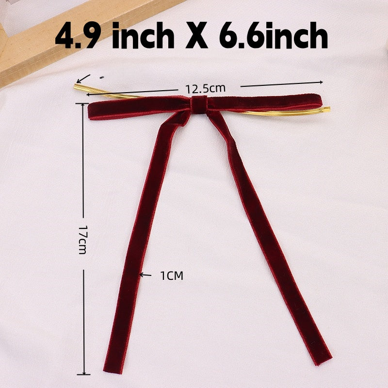 Velvet Twist Tie Bows for Christmas Tree and Gifts - Burgundy
