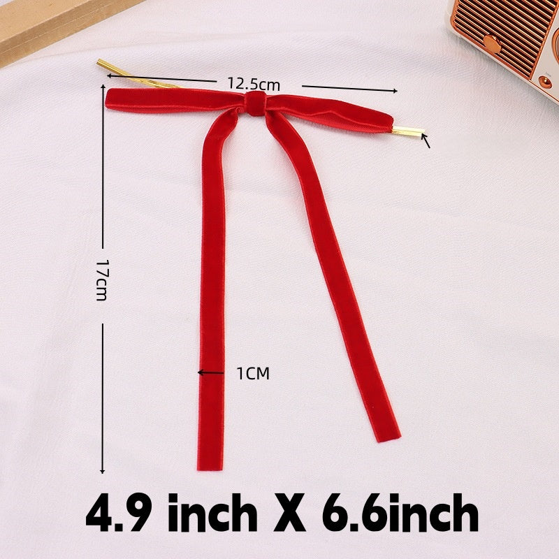 Velvet Twist Tie Bows for Christmas Tree and Gifts - Red