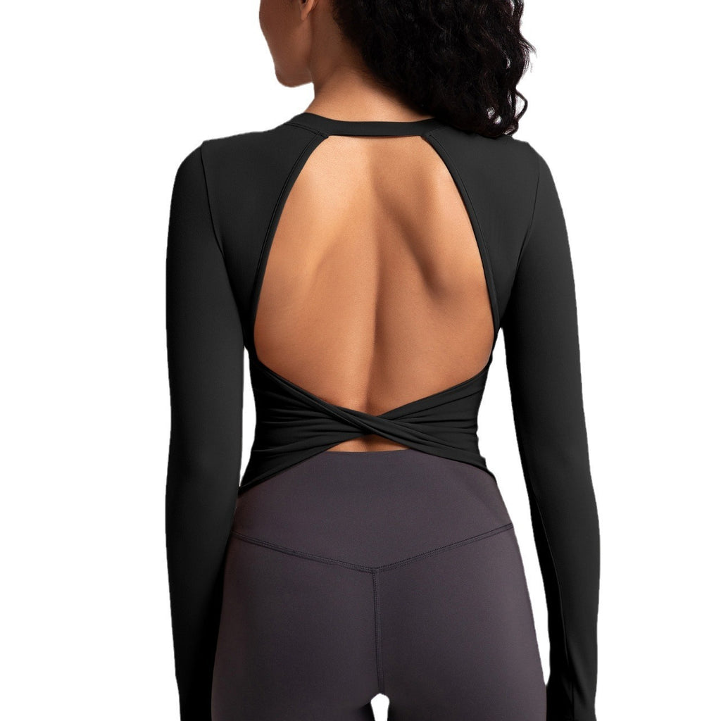 Twist Open Back Fitted Long Sleeve Yoga Top
