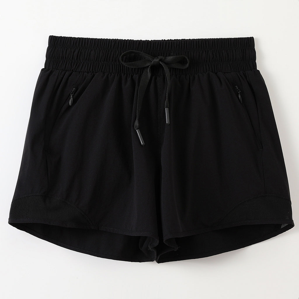 Quick Dry Athletic Shorts With Zip Pockets - Black
