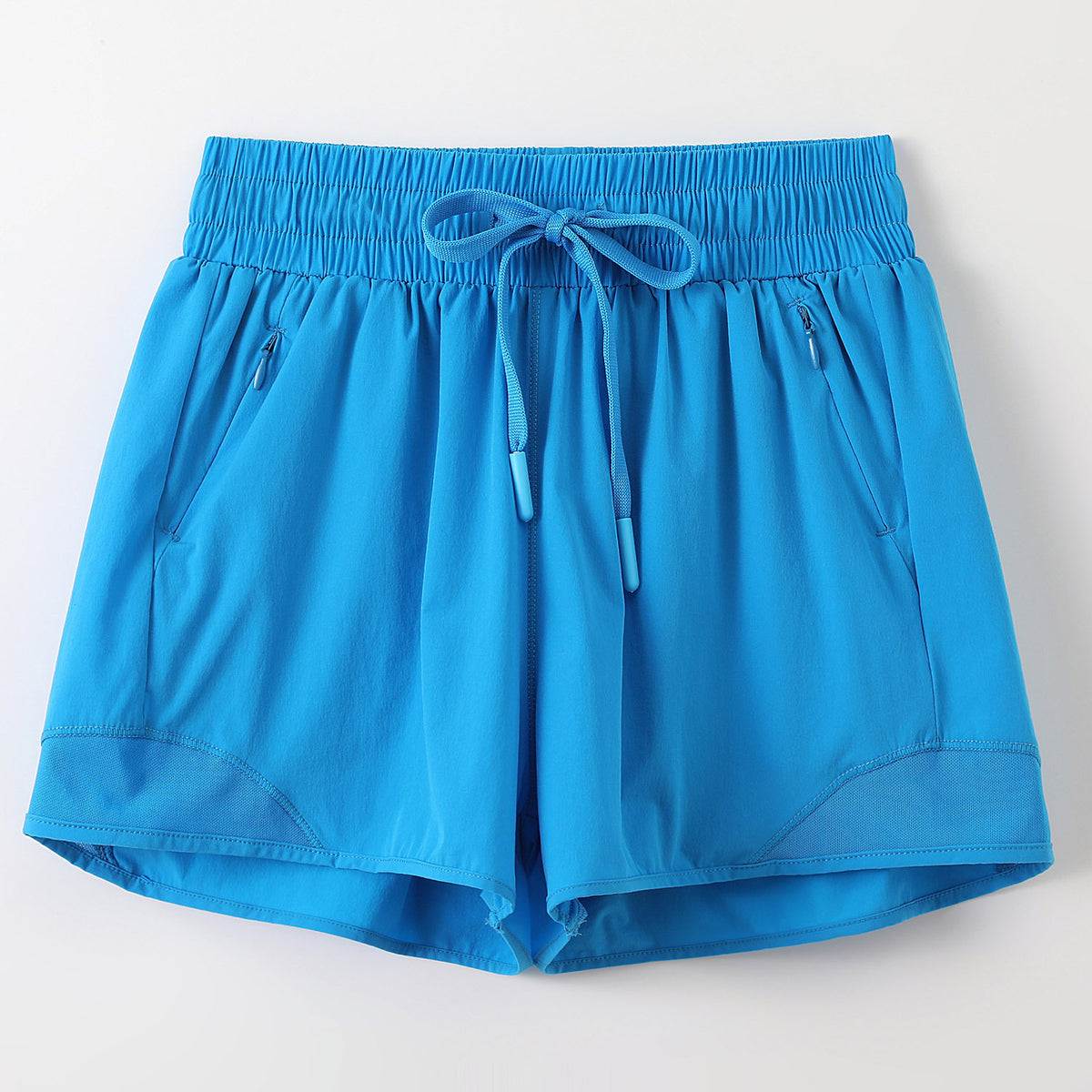Quick Dry Athletic Shorts With Zip Pockets - Blue