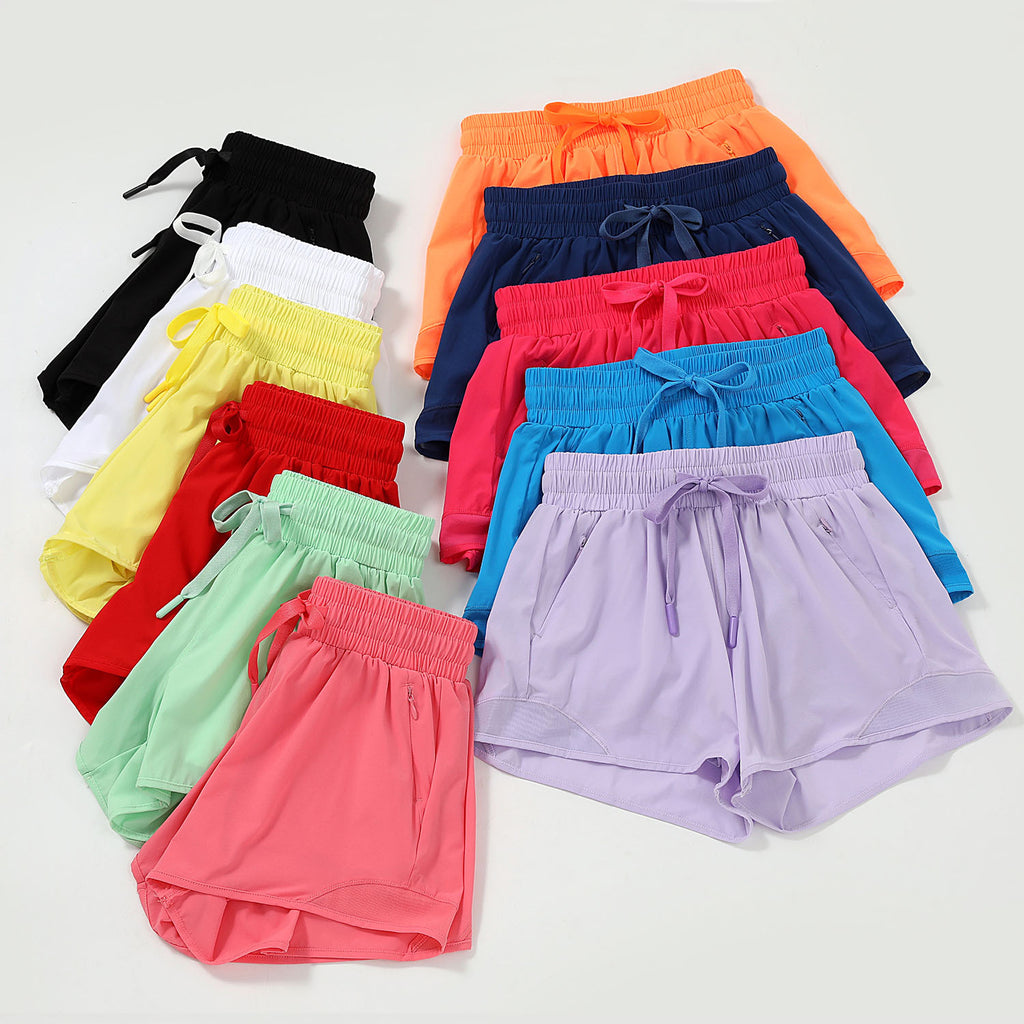 Quick Dry Athletic Shorts With Zip Pockets - Coral - 2
