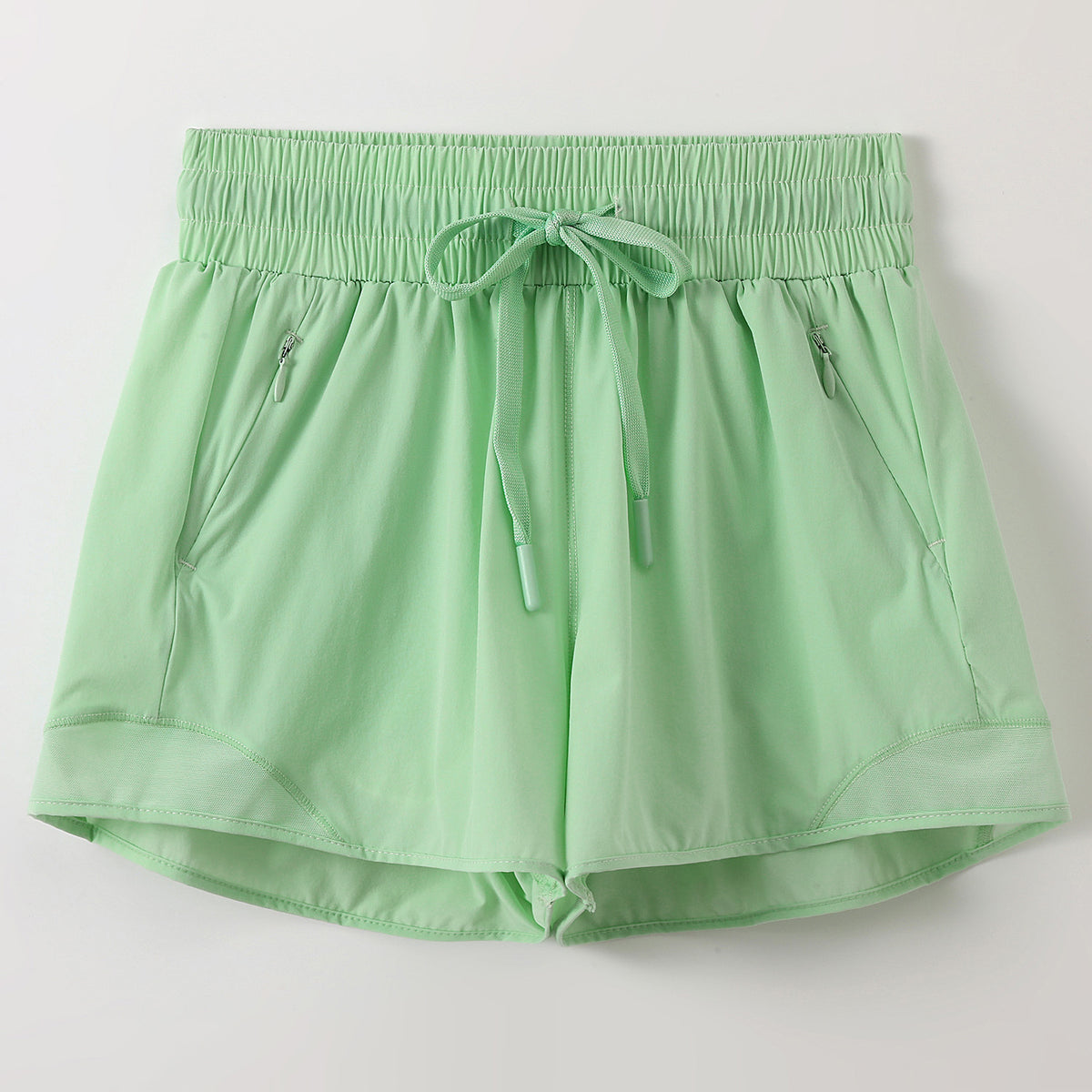 Quick Dry Athletic Shorts With Zip Pockets - Green