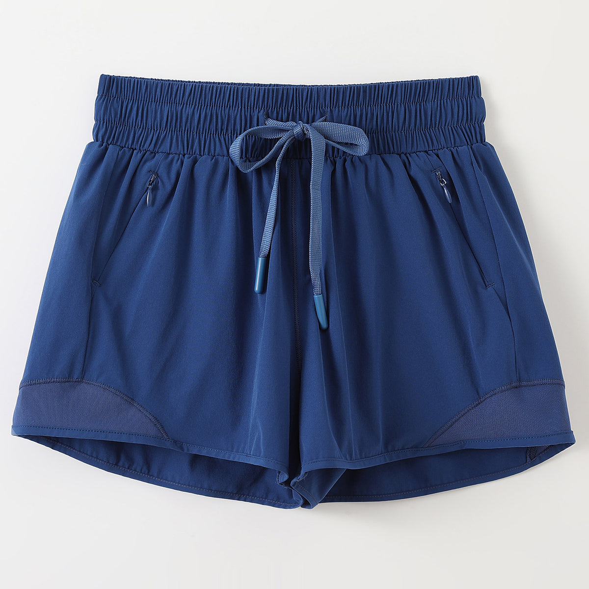 Quick Dry Athletic Shorts With Zip Pockets - Navy