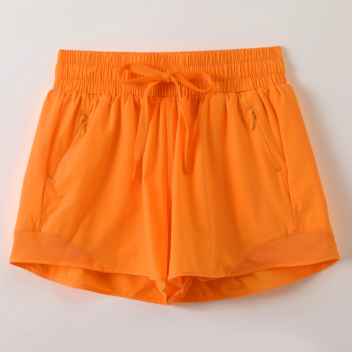 Quick Dry Athletic Shorts With Zip Pockets - Orange
