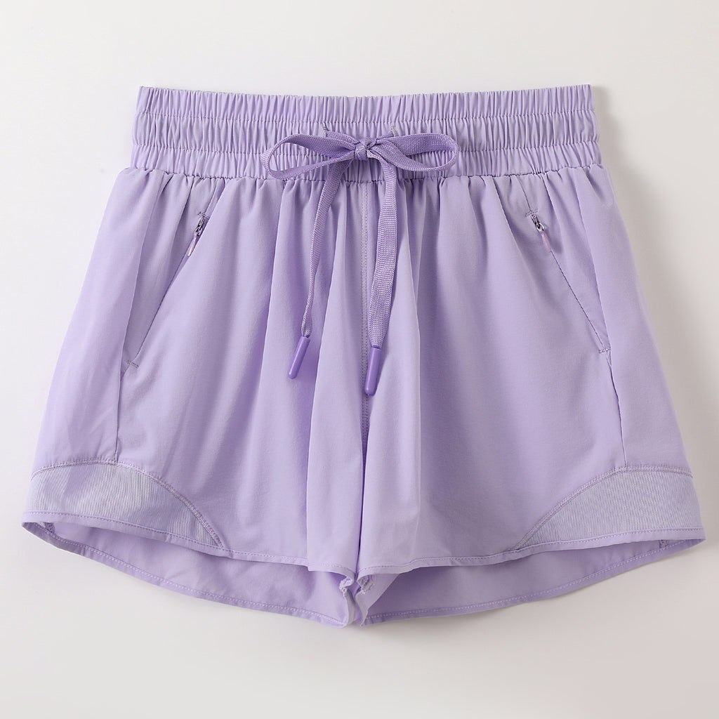 Quick Dry Athletic Shorts With Zip Pockets - Purple