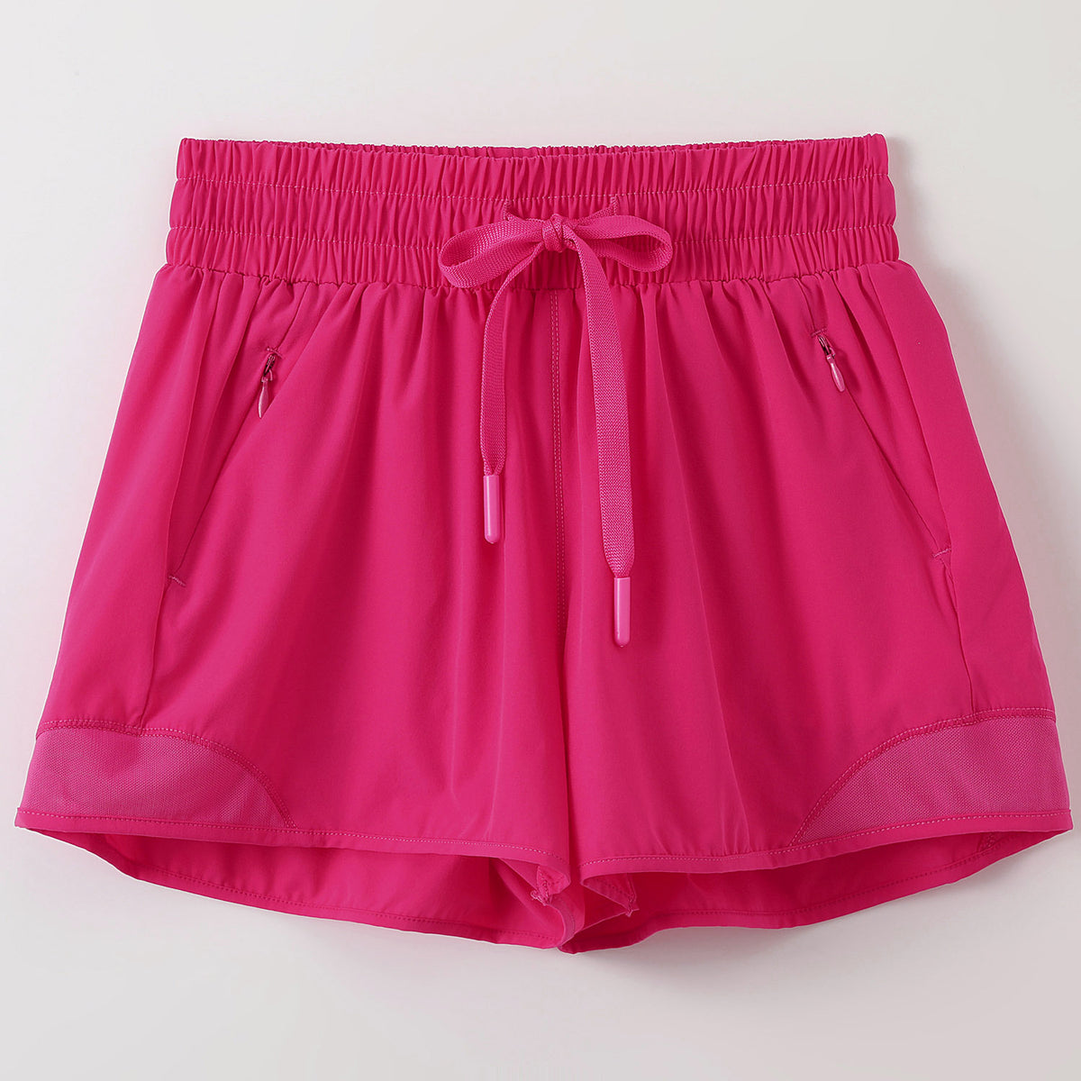 Quick Dry Athletic Shorts With Zip Pockets - RoseRed