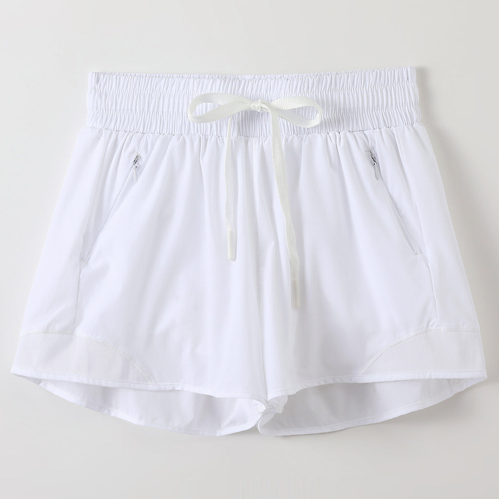 Quick Dry Athletic Shorts With Zip Pockets - White
