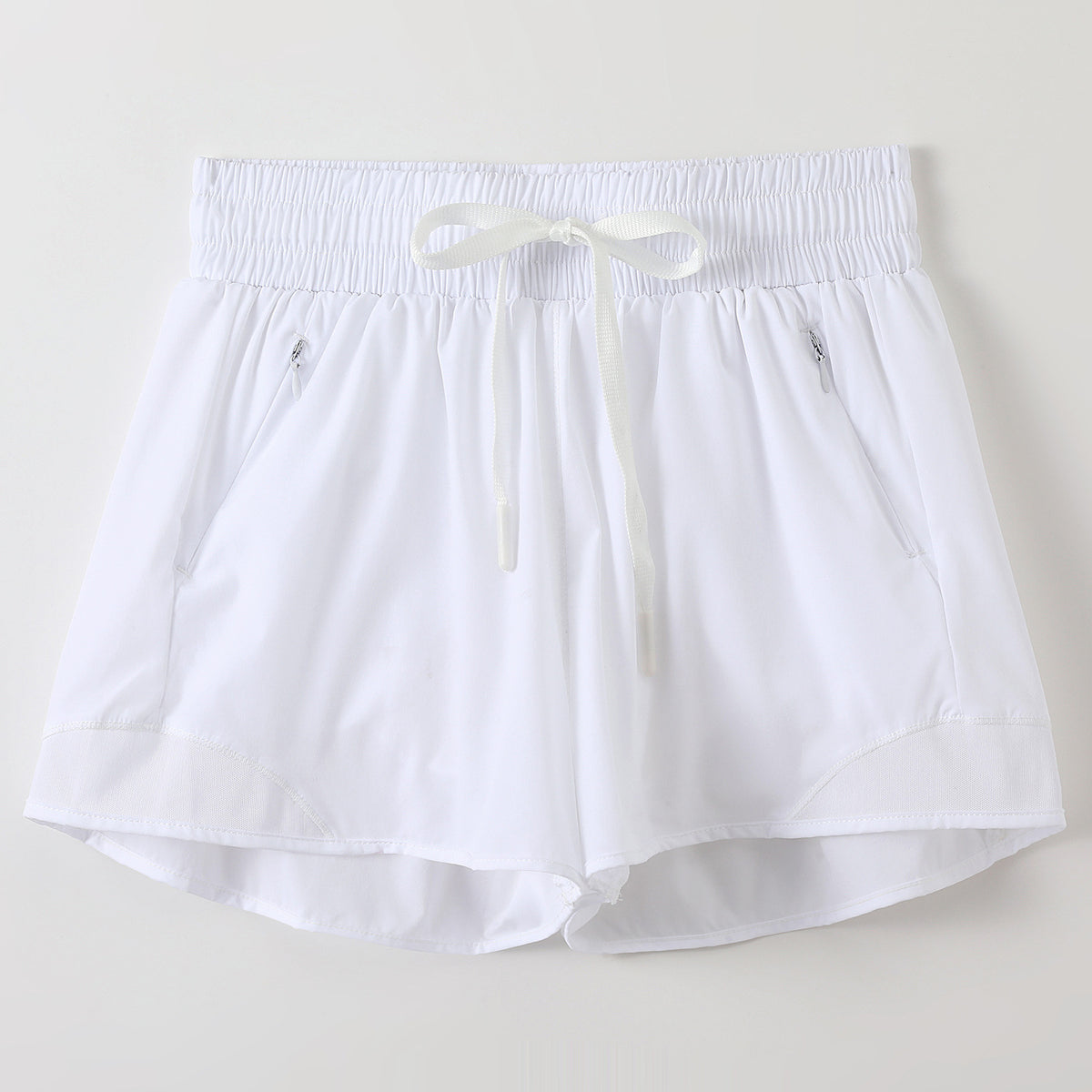 Quick Dry Athletic Shorts With Zip Pockets - White