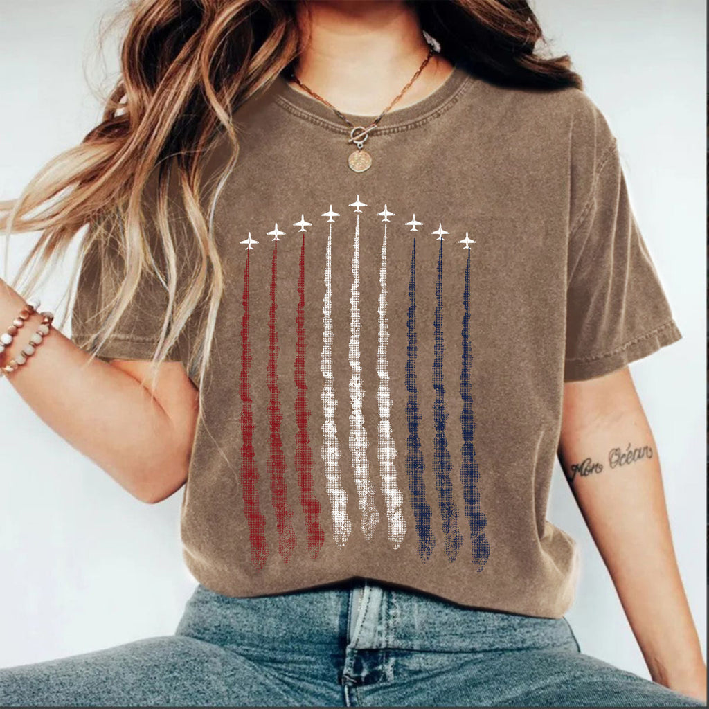 Faded Stars And Stripes Graphic Tee - Coffee