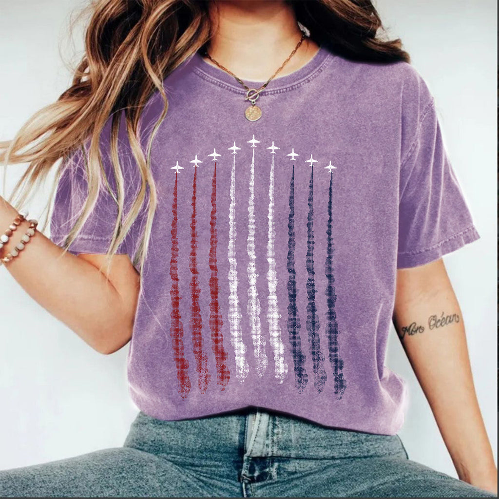 Faded Stars And Stripes Graphic Tee - Purple