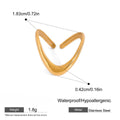 Sleek Chevron Wave Open Band Ring - Gold