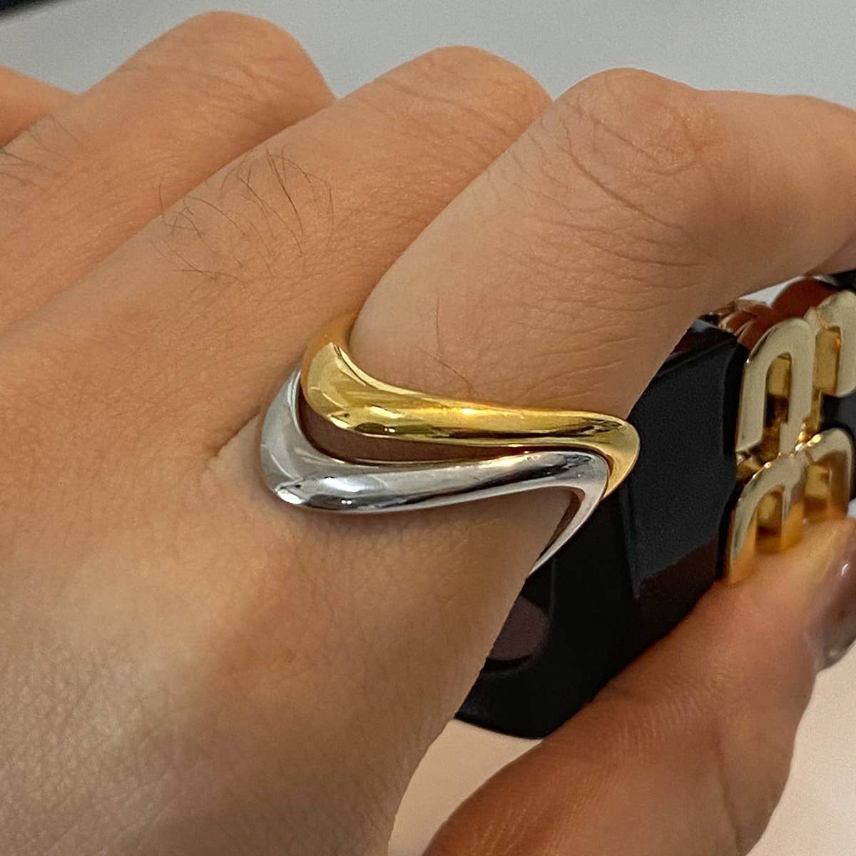 Sleek Chevron Wave Open Band Ring