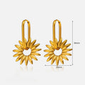 Boho Sunflower Petal Drop Earrings with Hoop Wire - Gold - 2
