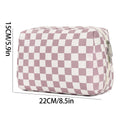 Checkerboard Zip Top Makeup Pouch - Pink