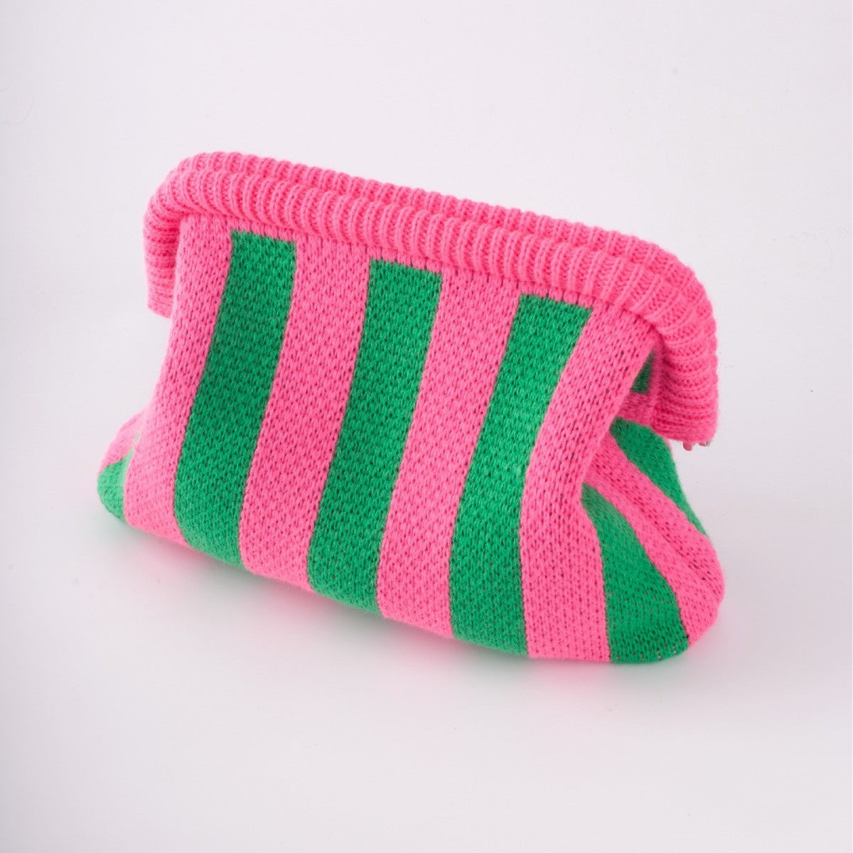 Knit Frame Clutch with Woven Crossbody Strap