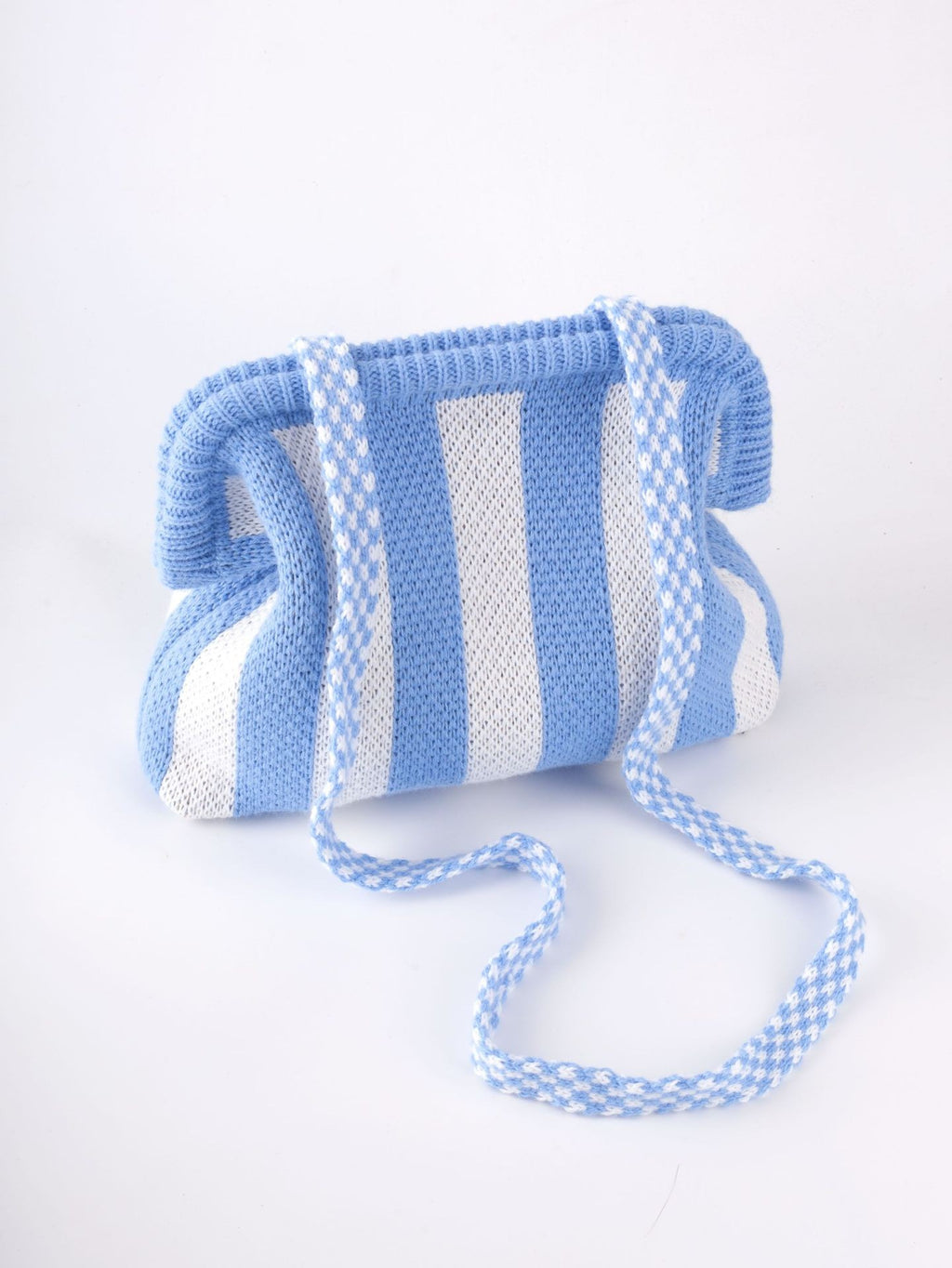 Knit Frame Clutch with Woven Crossbody Strap