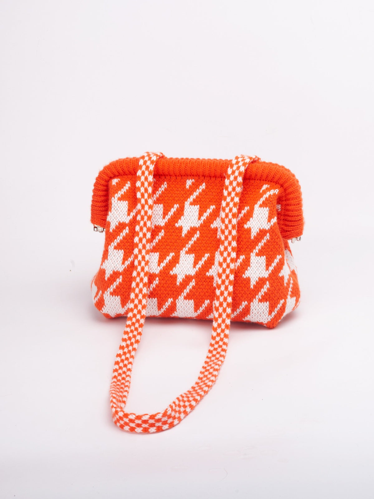 Knit Frame Clutch with Woven Crossbody Strap