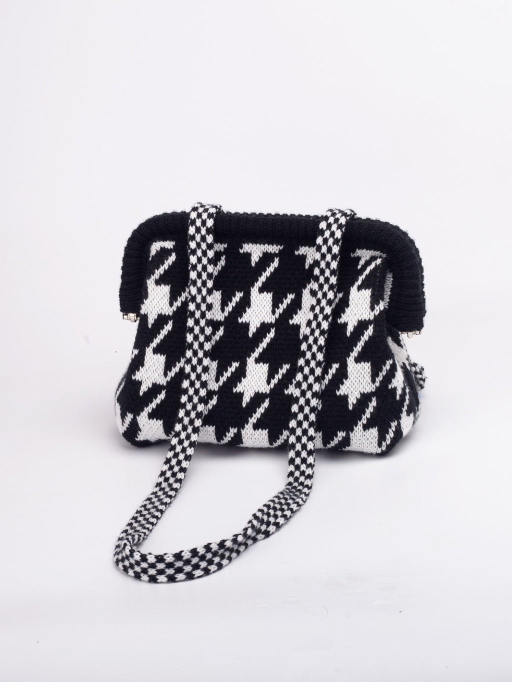 Knit Frame Clutch with Woven Crossbody Strap