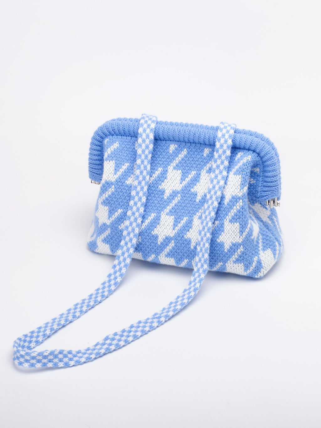 Knit Frame Clutch with Woven Crossbody Strap