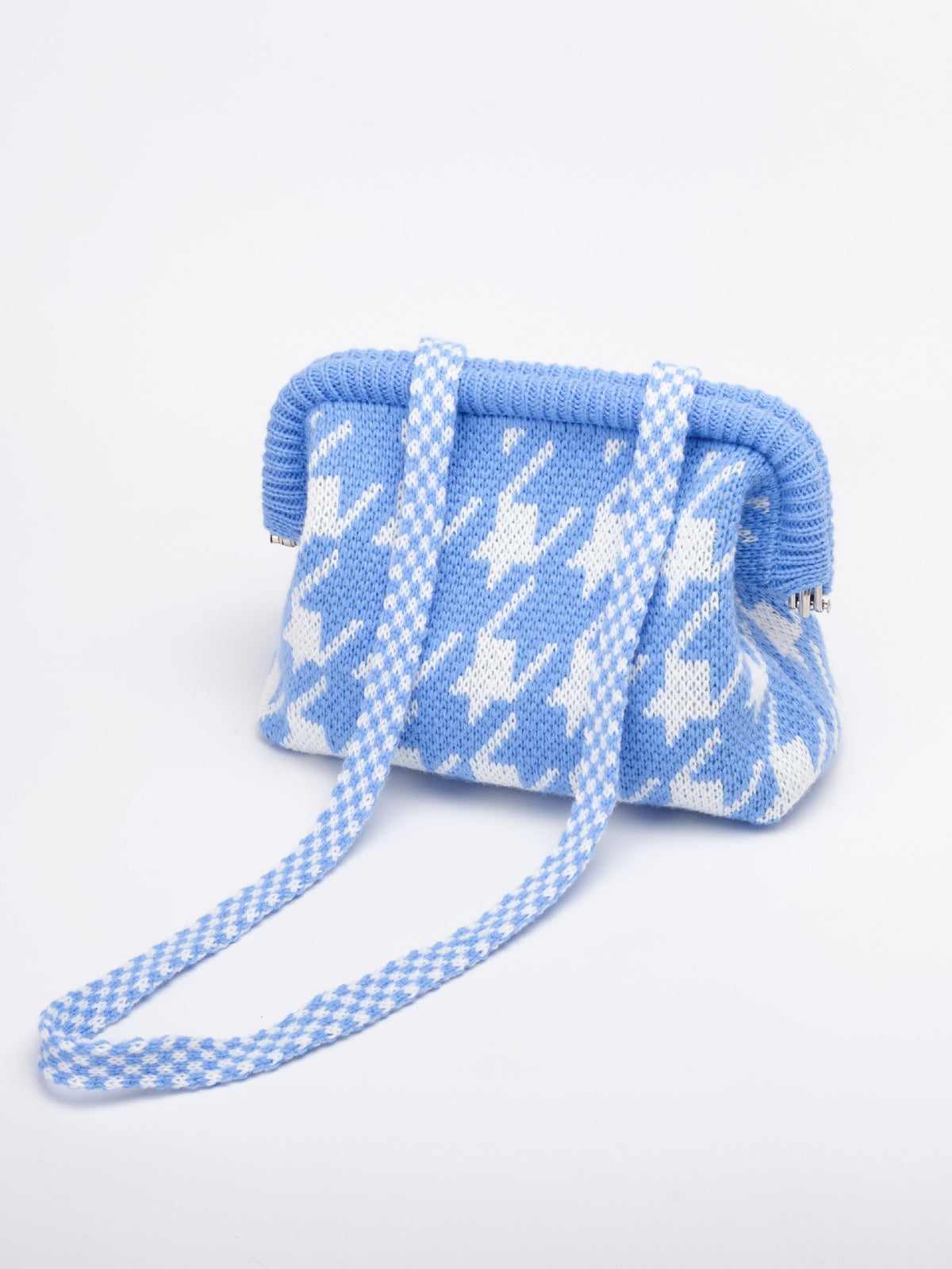 Knit Frame Clutch with Woven Crossbody Strap