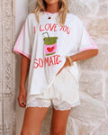 Matcha Graphic Oversized Ringer Tee - White