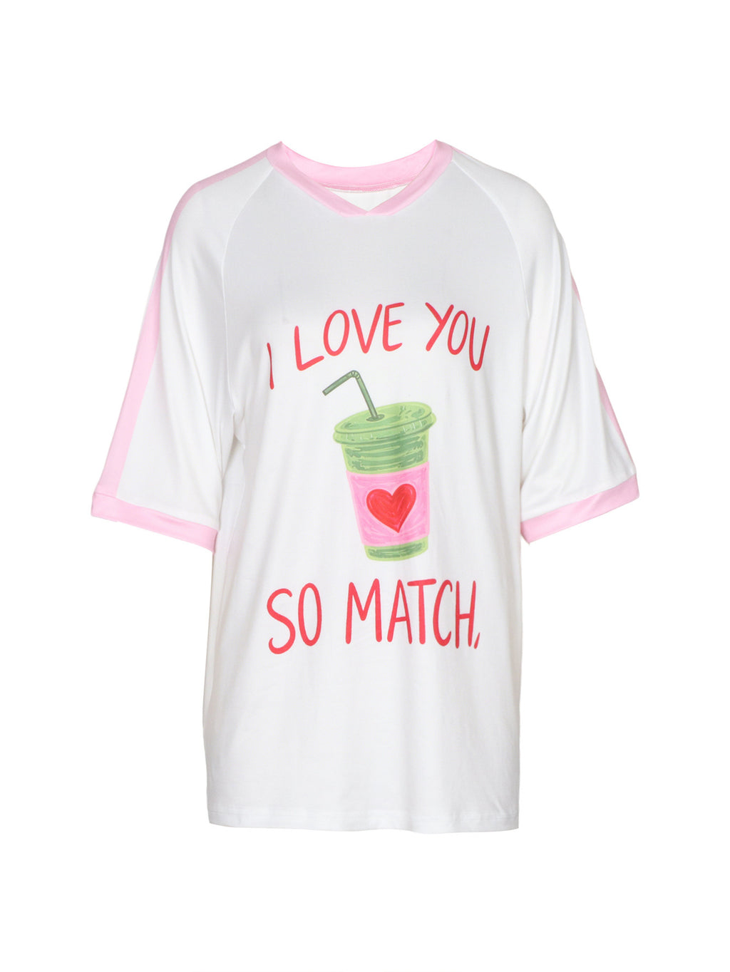 Matcha Graphic Oversized Ringer Tee - White - 2