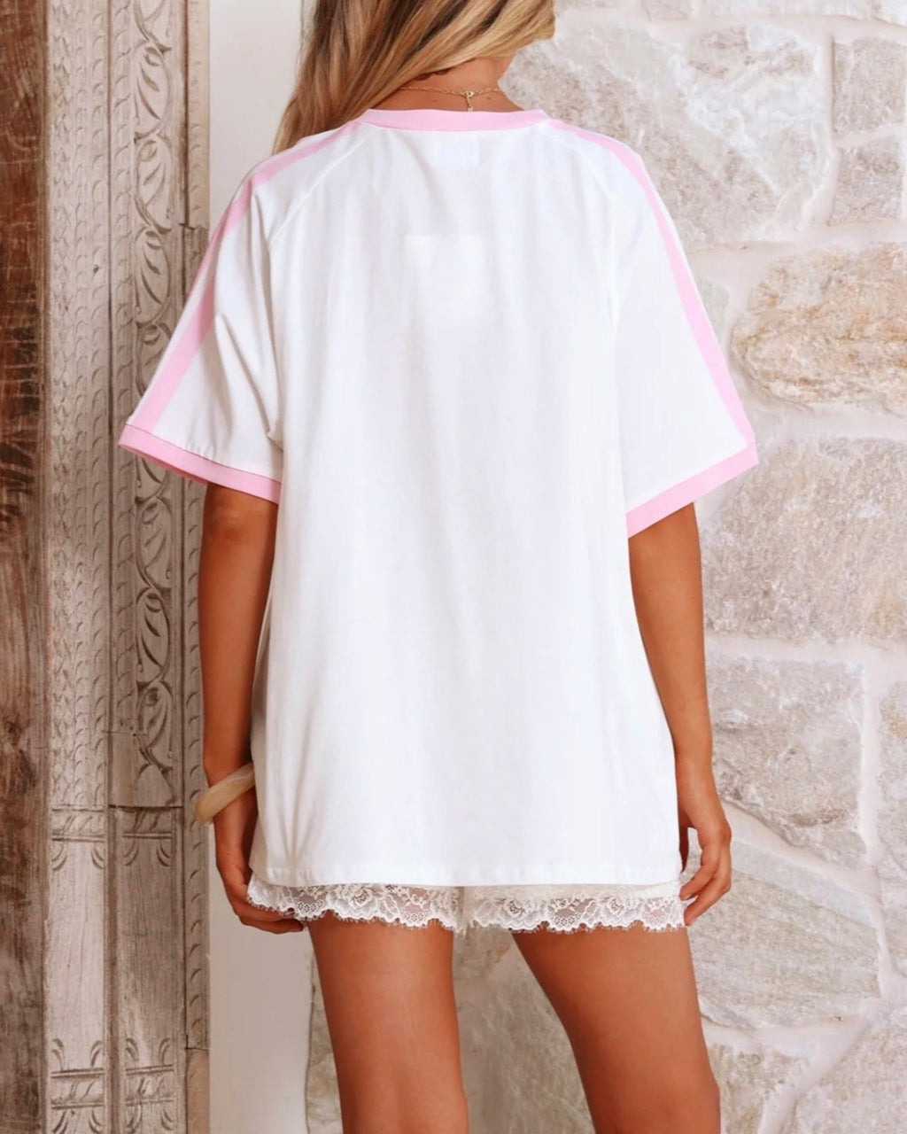 Matcha Graphic Oversized Ringer Tee - White - 9