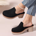 Suede-Look Platform Clog Mules with Block Heel
