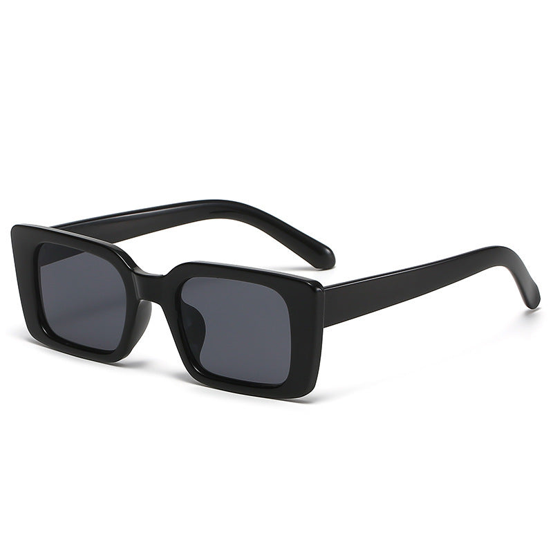 Retro Chunky Rectangle UV400 Sunglasses - Black