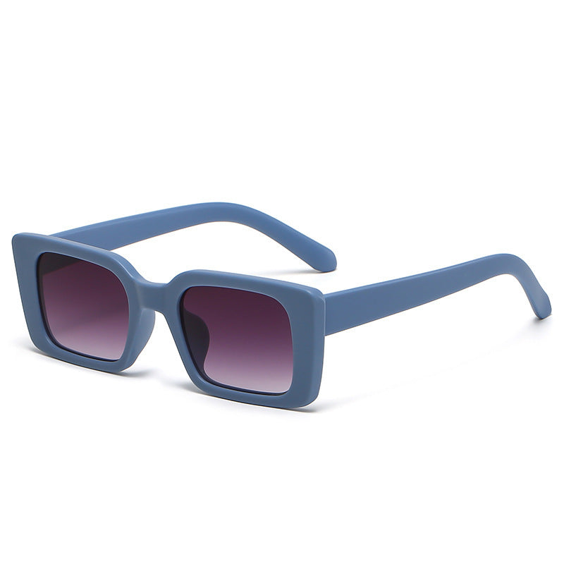 Retro Chunky Rectangle UV400 Sunglasses - Blue