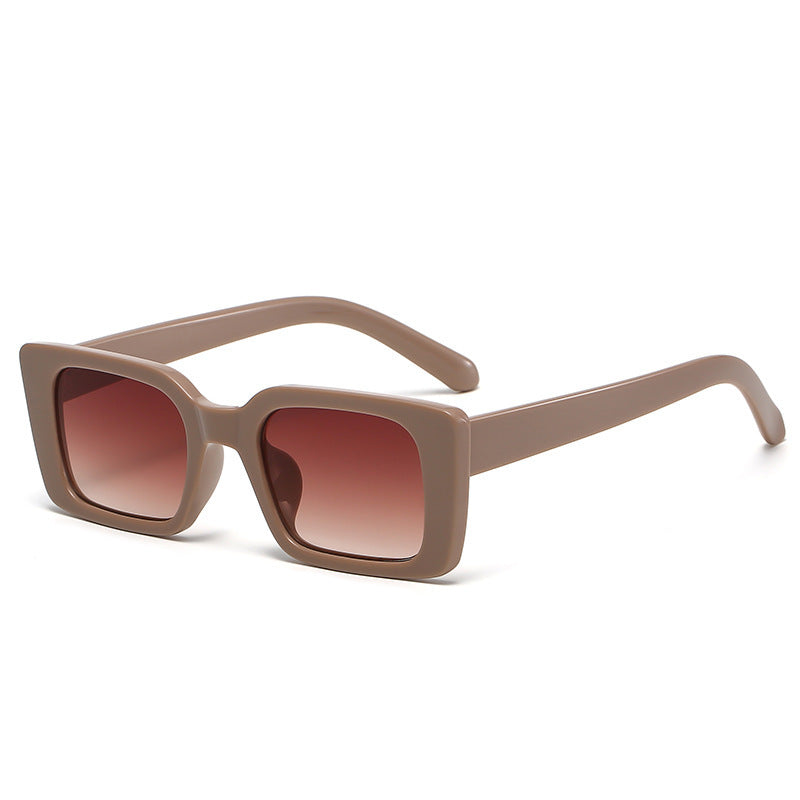 Retro Chunky Rectangle UV400 Sunglasses - Camel