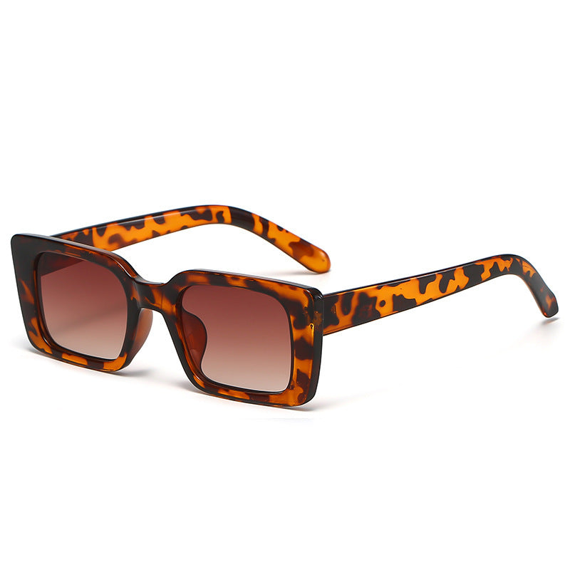 Retro Chunky Rectangle UV400 Sunglasses - Leopard