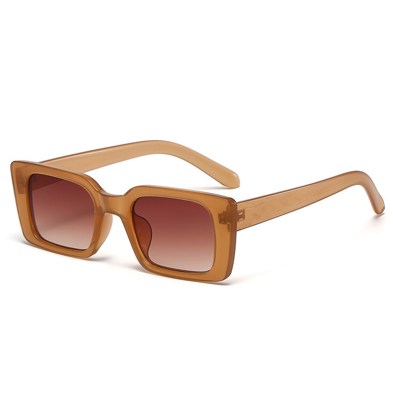 Retro Chunky Rectangle UV400 Sunglasses - Tea