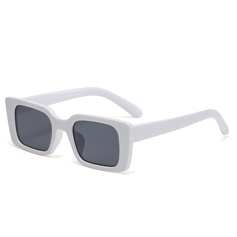 Retro Chunky Rectangle UV400 Sunglasses - White