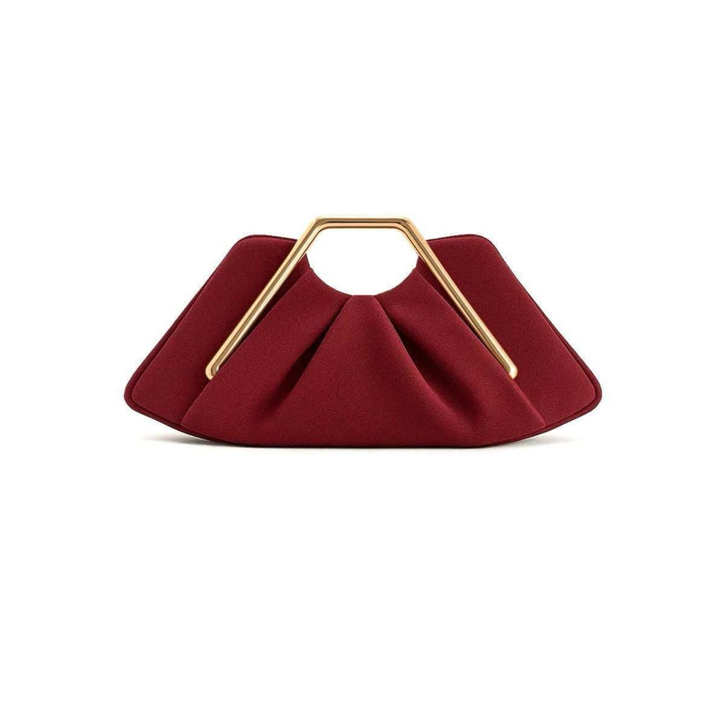 Pleated Clutch with Sculptural Metal Handle