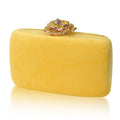 Velvet Box Clutch with Rhinestone Rose Clasp