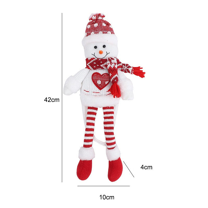 Plush Christmas Curtain Tieback with Striped Legs - Snowman