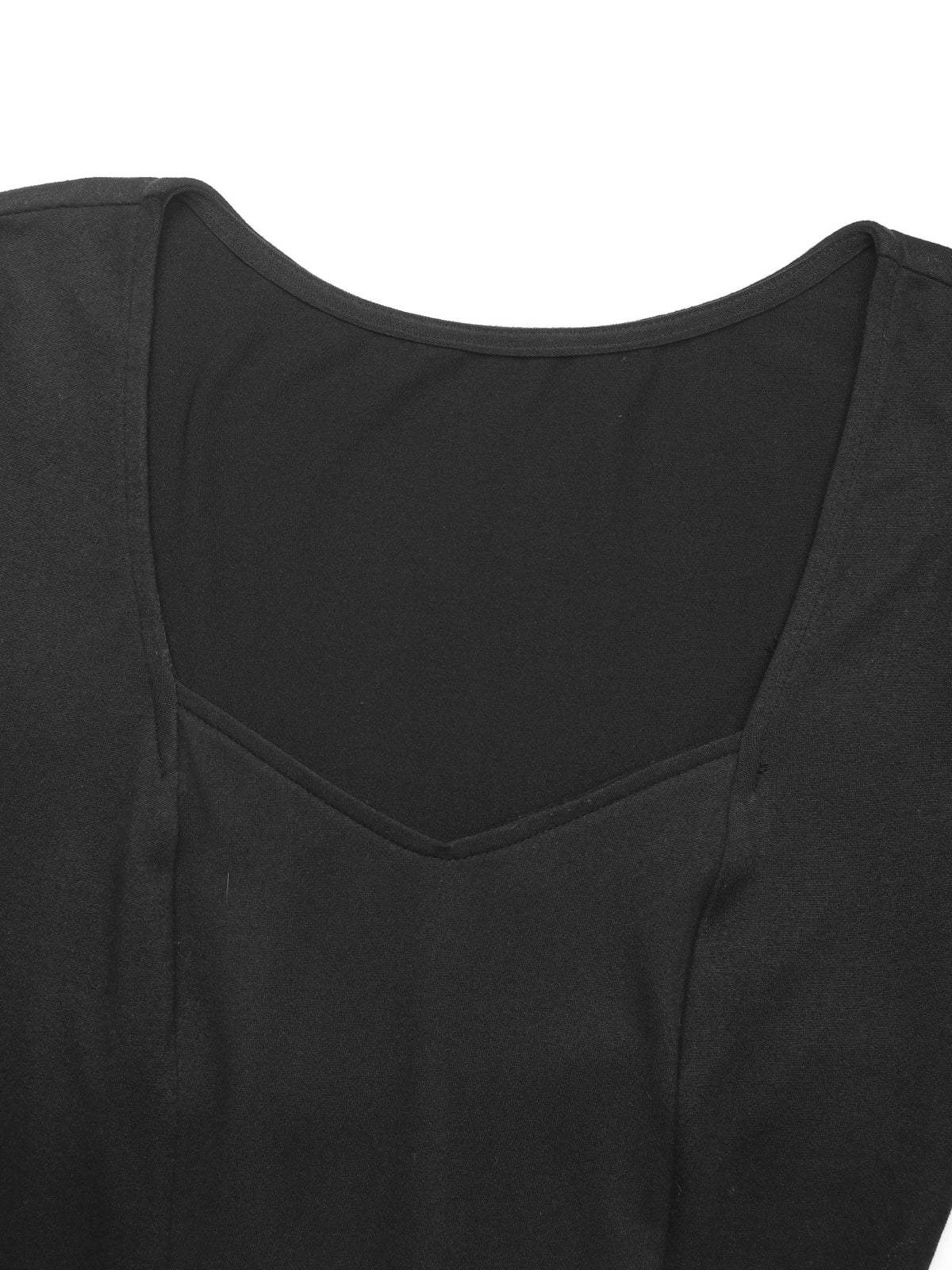 Square Neck Animal Panel Maxi Dress - Black - 5