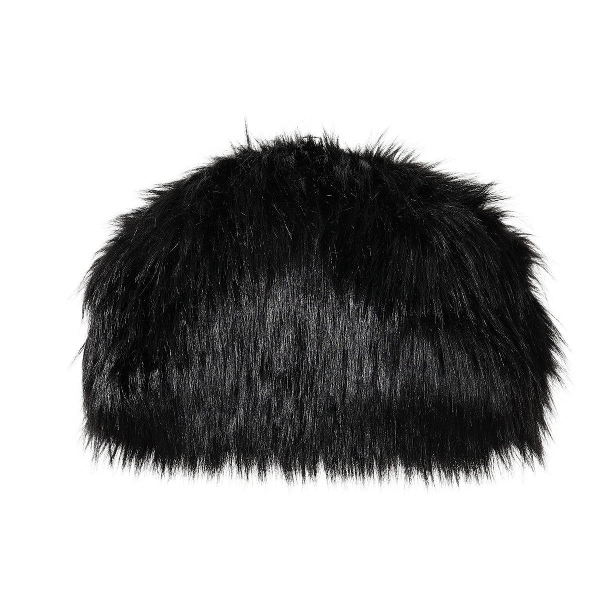 Oversized Faux Fur Frame Clutch - Black
