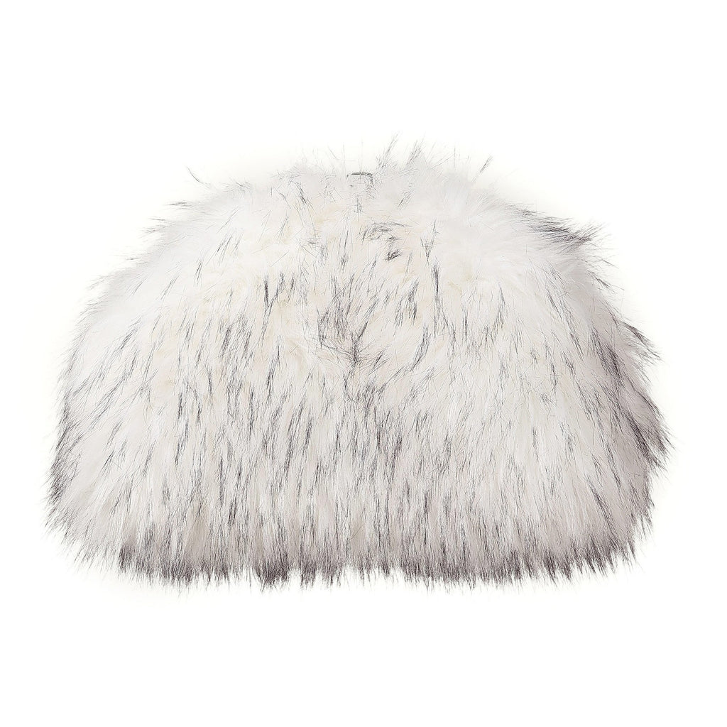 Oversized Faux Fur Frame Clutch - White