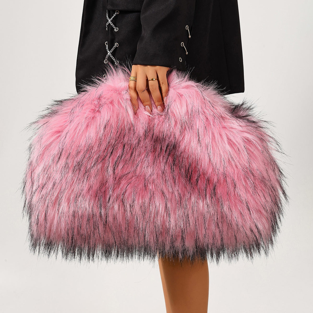 Oversized Faux Fur Frame Clutch