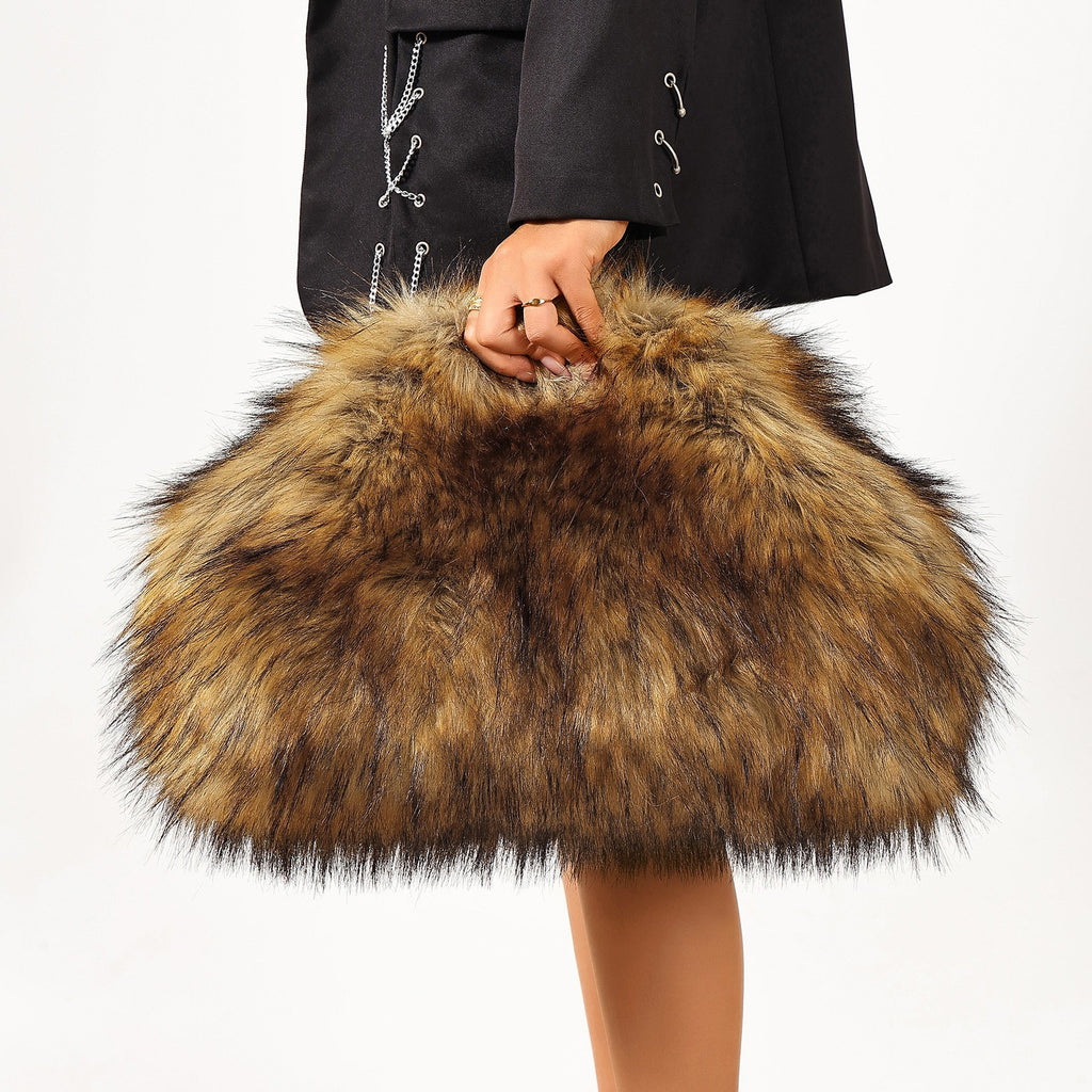 Oversized Faux Fur Frame Clutch