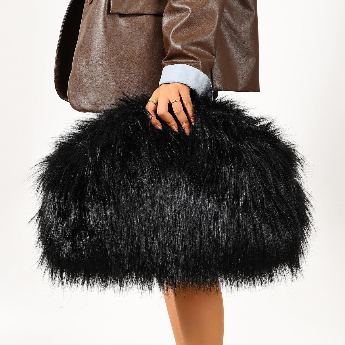 Oversized Faux Fur Frame Clutch