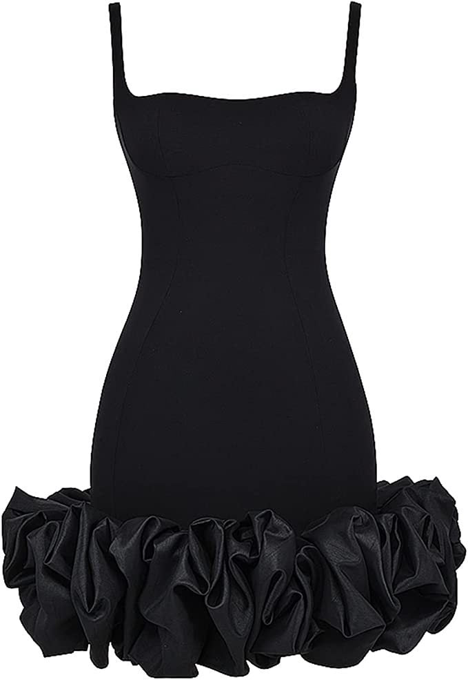 Bodycon Mini Dress With Petal Ruffle Hem - view 1